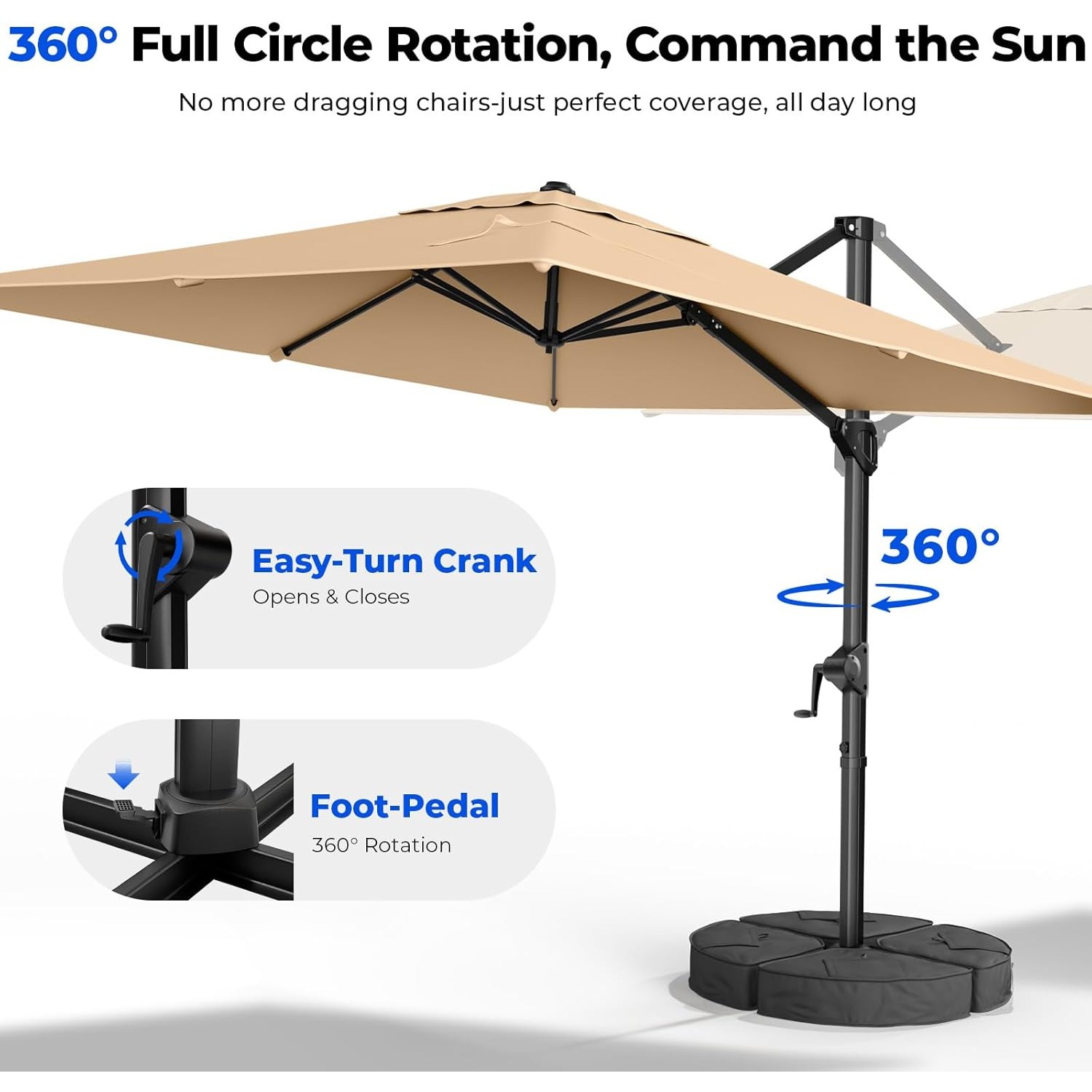 Outdoor Furniture Umbrella - 10x10 FT Cantilever Patio Umbrella Outdoor