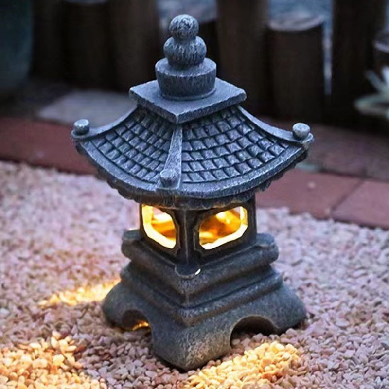 Outdoor Furniture Resin - Chinese Vintage Solar Outdoor Palace Lantern