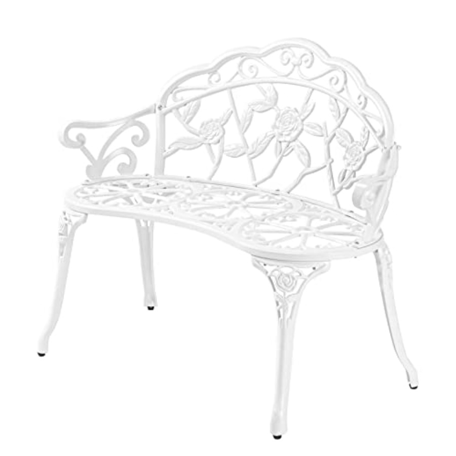 Garden Bench Metal - Patio Park Garden Outdoor Metal Rose