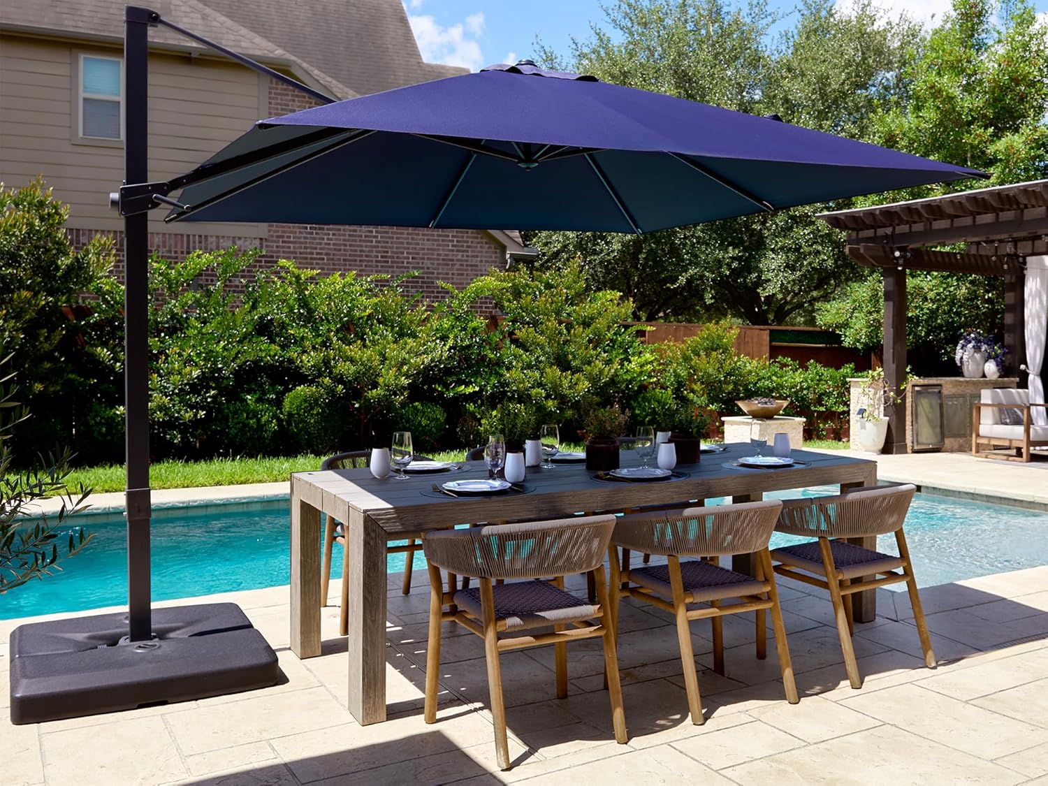 Outdoor Furniture Umbrella - 10x10ft Patio Offset Cantilever Umbrella 360