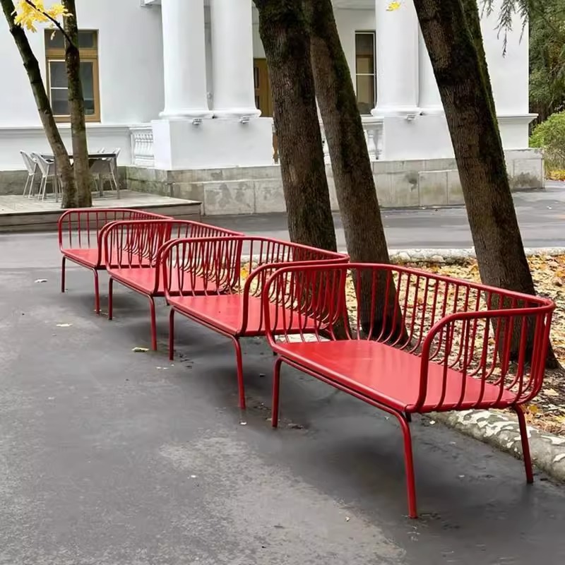 Garden Bench Metal - Red outdoor light luxury wrought iron