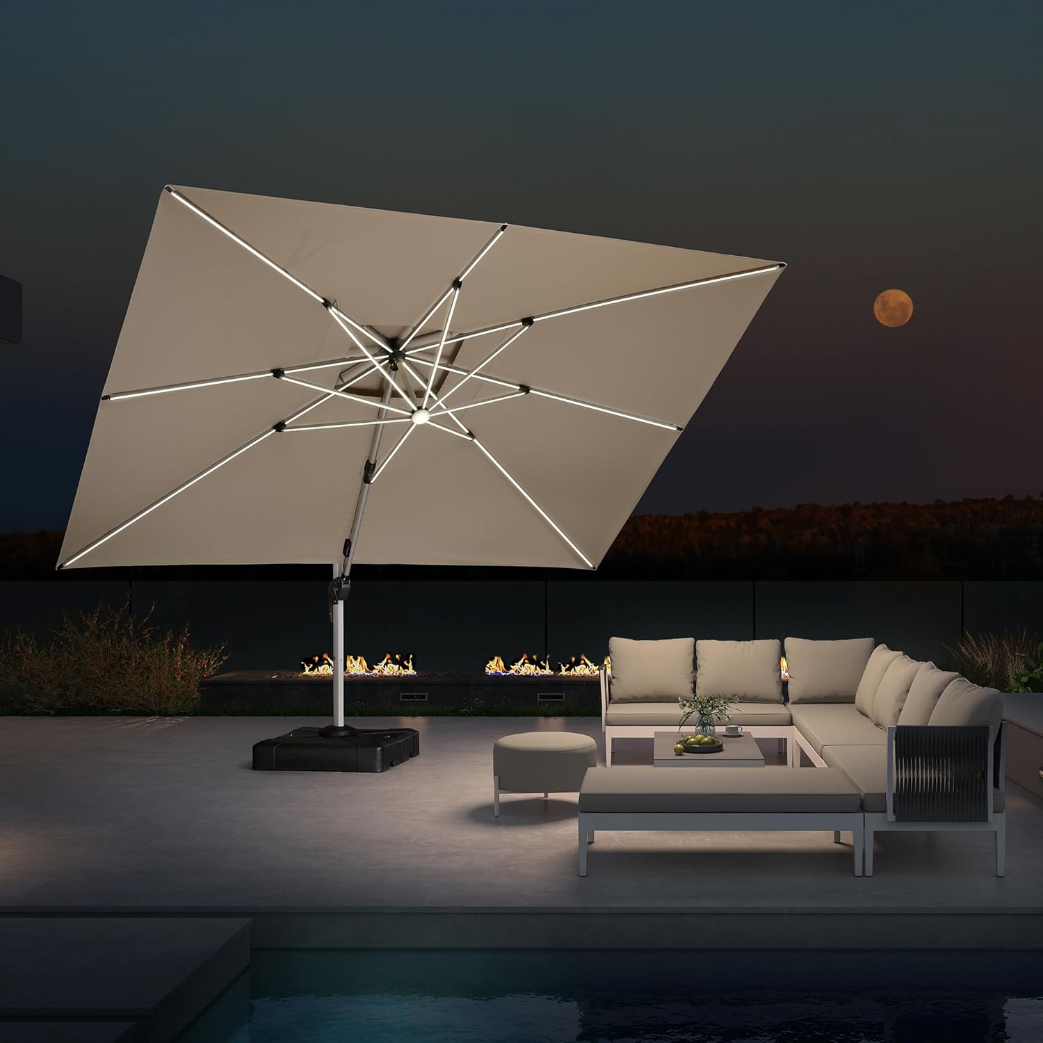 Outdoor Furniture Umbrella - 10' X 13' Double Top Deluxe