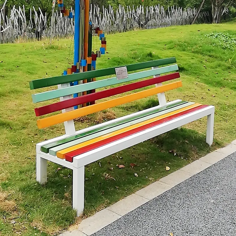 Garden Bench Metal - Outdoor Anticorrosive Wood Park Bench Solid