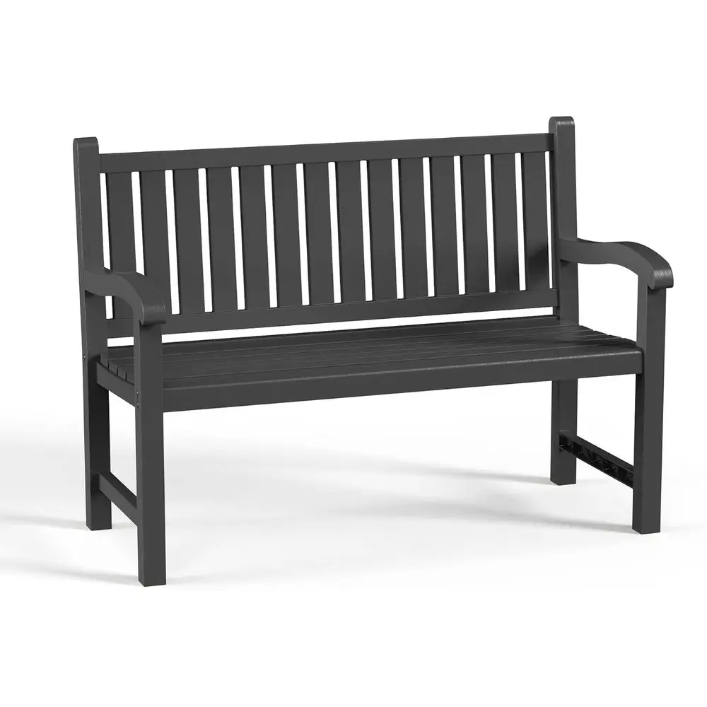 Garden Bench Metal - 2-Person Resin Patio Bench, Waterproof Slatted