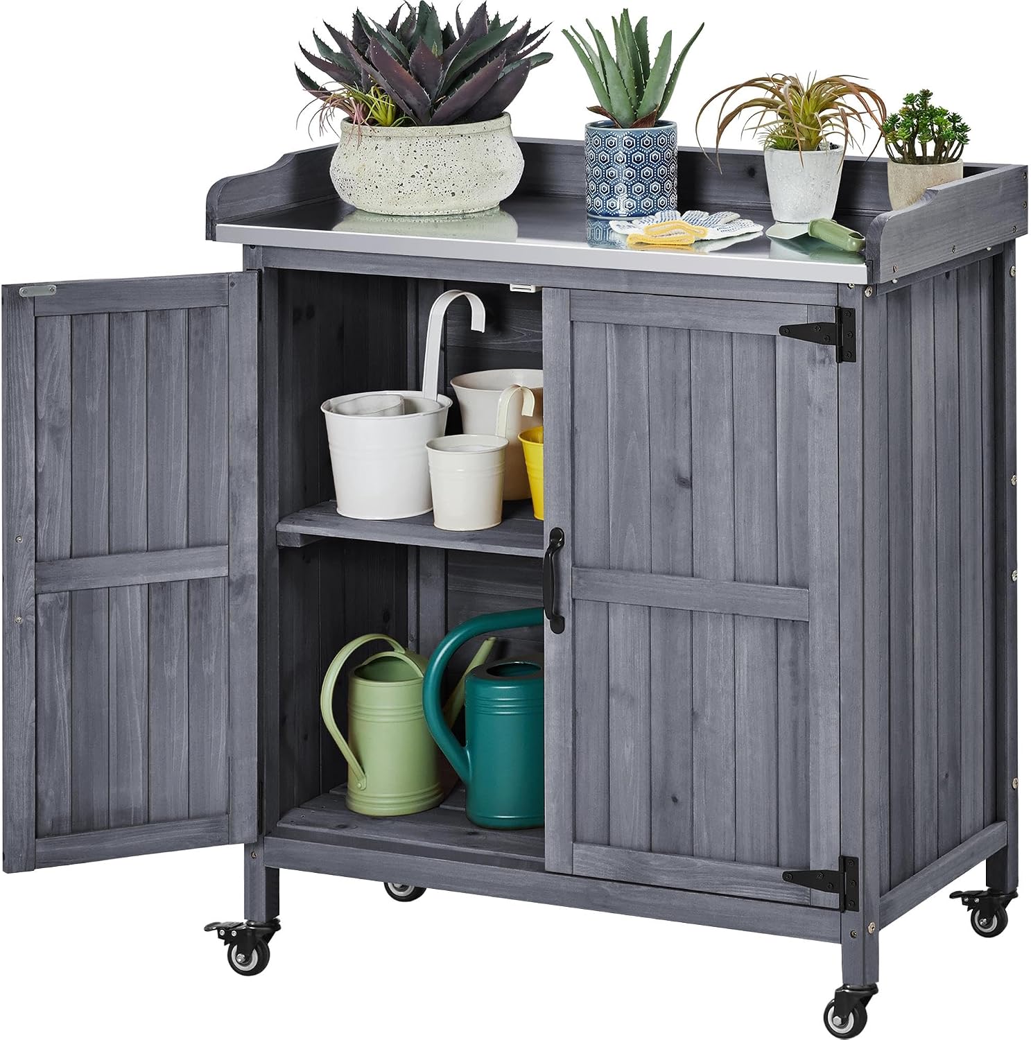 Garden Bench Metal - Outdoor Garden Potting Bench Table, Horticultural