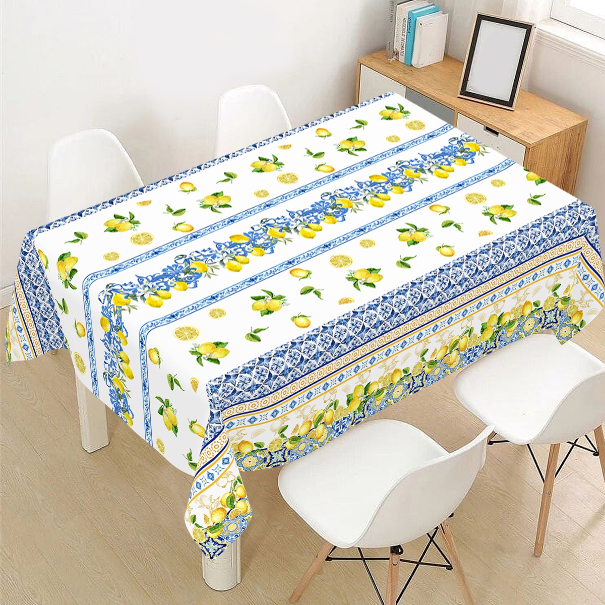 Outdoor Furniture Yellow - Yellow Lemon Stripe Rectangle Disposable Tablecloth