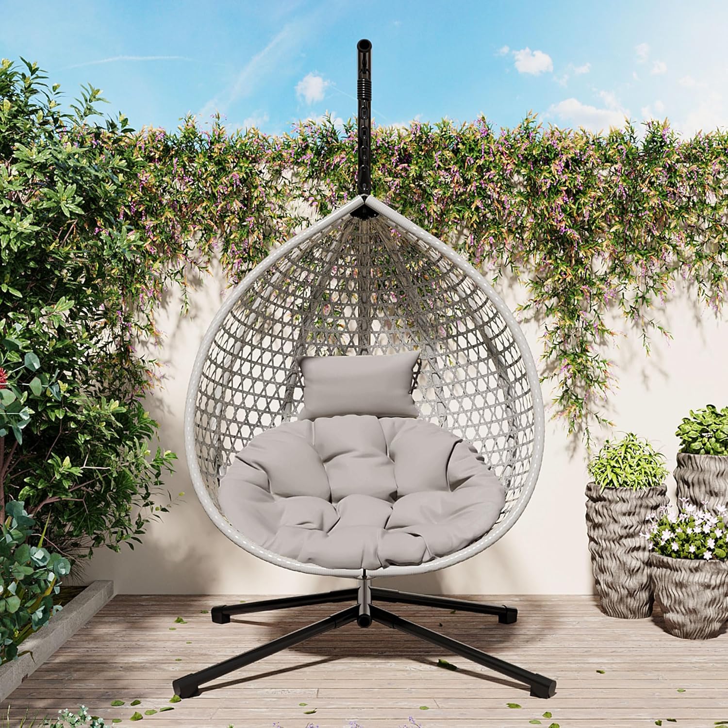 Foldable HDPE Rattan Hanging E - Hanging Egg Chair ulasan dan harga