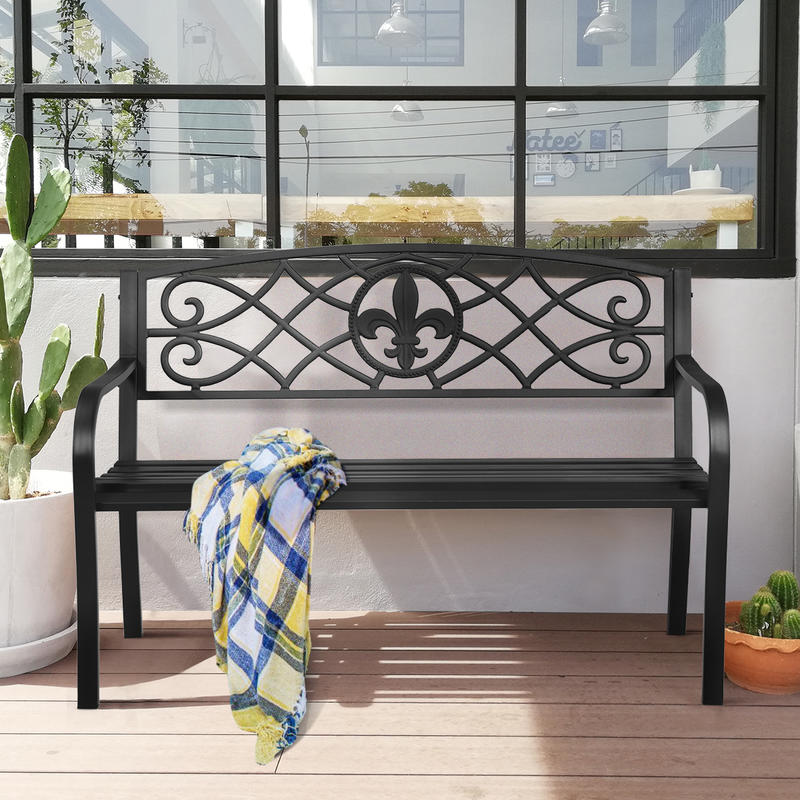 50 Inch Patio Heavy-Duty Metal - Garden Bench Metal ulasan dan harga
