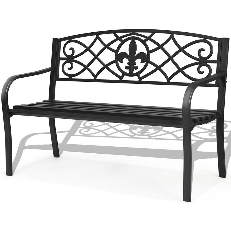 50 Inch Patio Heavy-Duty Metal - Garden Bench Metal ulasan dan harga