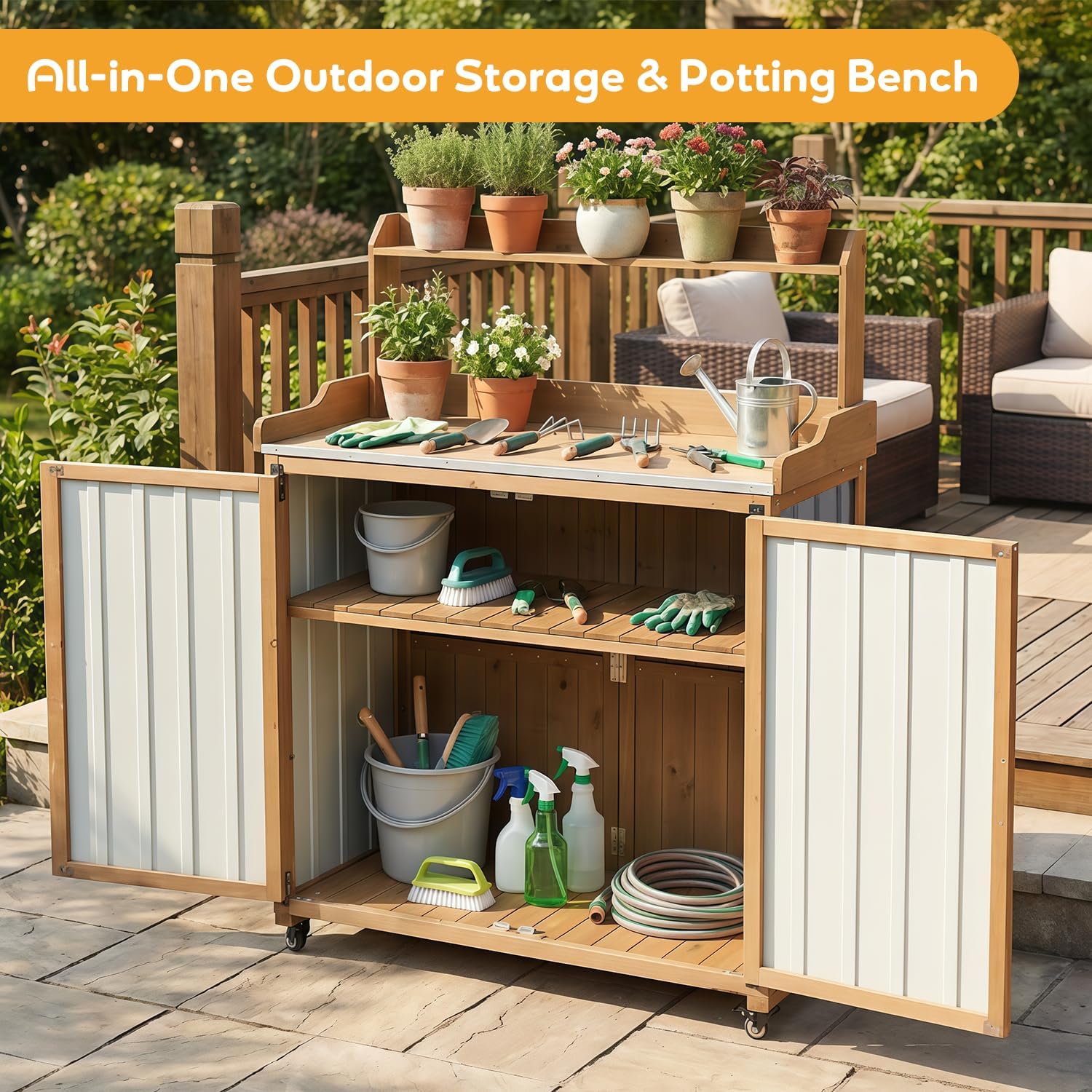 Potting Bench Table Outdoor St - Garden Bench Metal ulasan dan harga