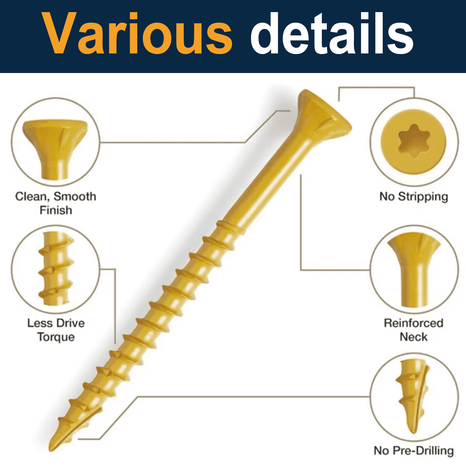VKKM Wood Screws #8 x 2 Inch 4 - Outdoor Furniture Yellow ulasan dan harga