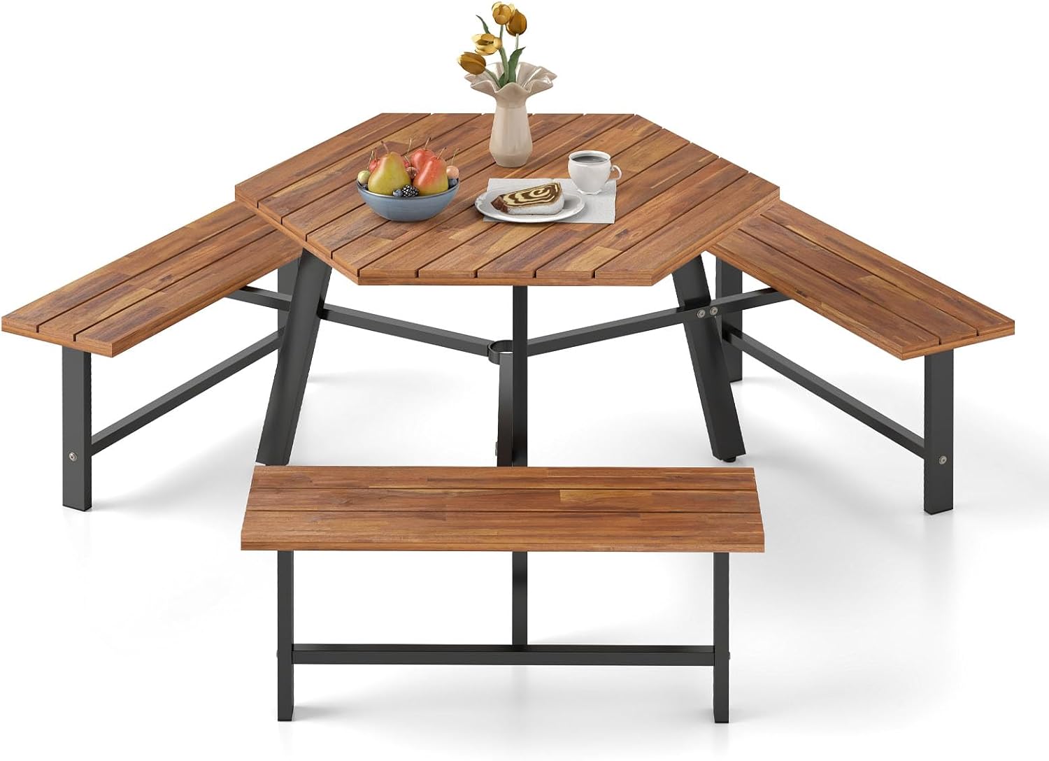 Picnic Table Bench Set for 6,w - Garden Bench Metal ulasan dan harga