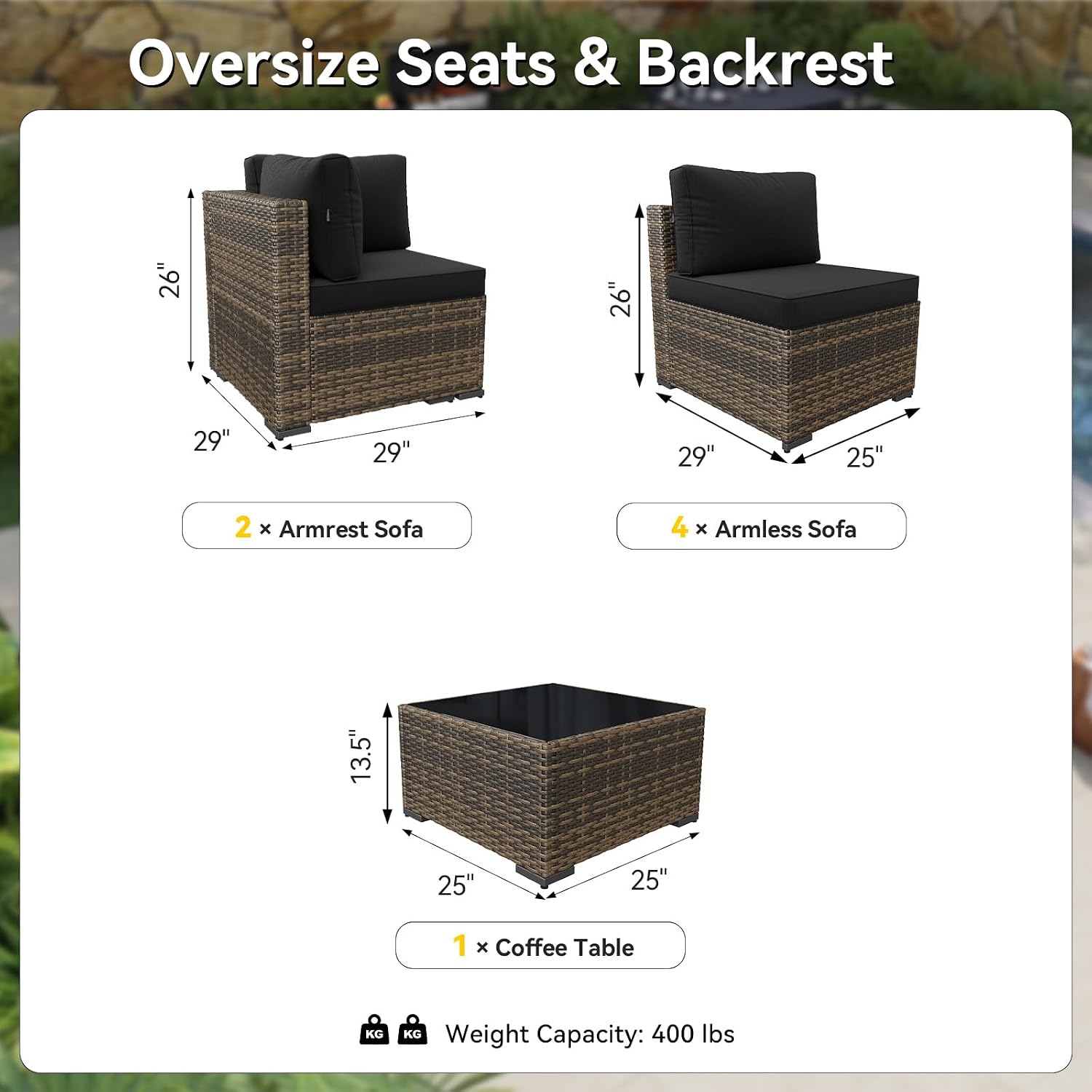 7-Piece Wicker Patio Furniture - Outdoor Furniture Yellow ulasan dan harga