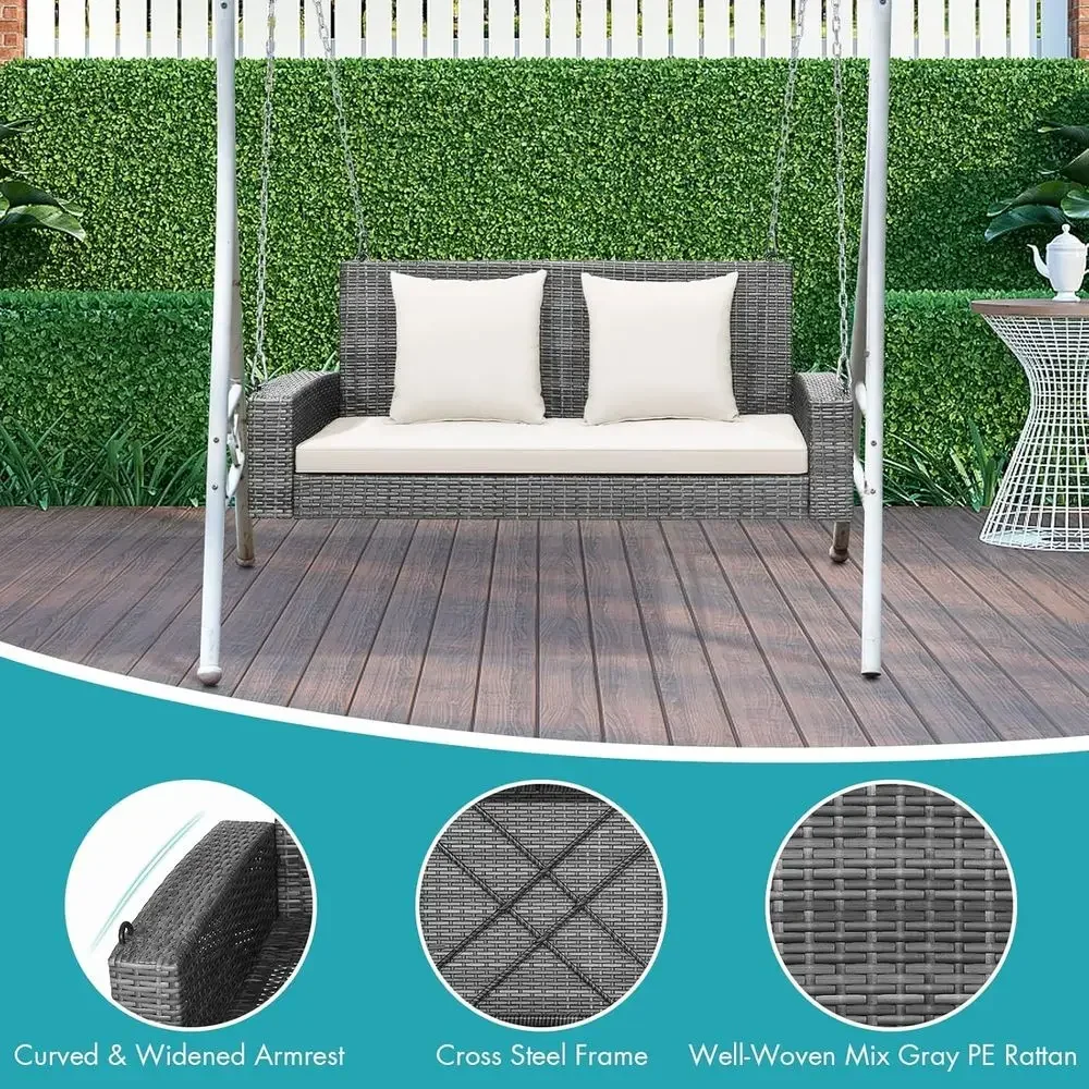 2-Person Outdoor Swing Bench w - Garden Bench Metal ulasan dan harga