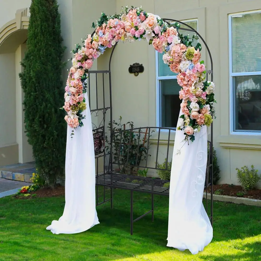 Metal Garden Arch with Bench,  - Garden Bench Metal ulasan dan harga