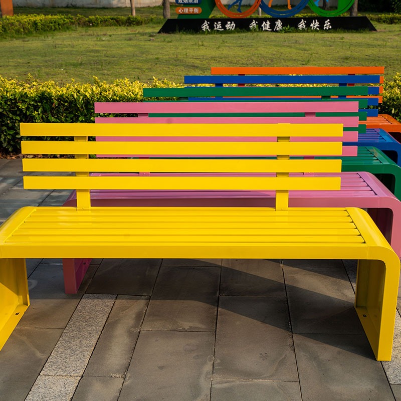 Colorful Modern Outdoor Metal  - Garden Bench Metal ulasan dan harga
