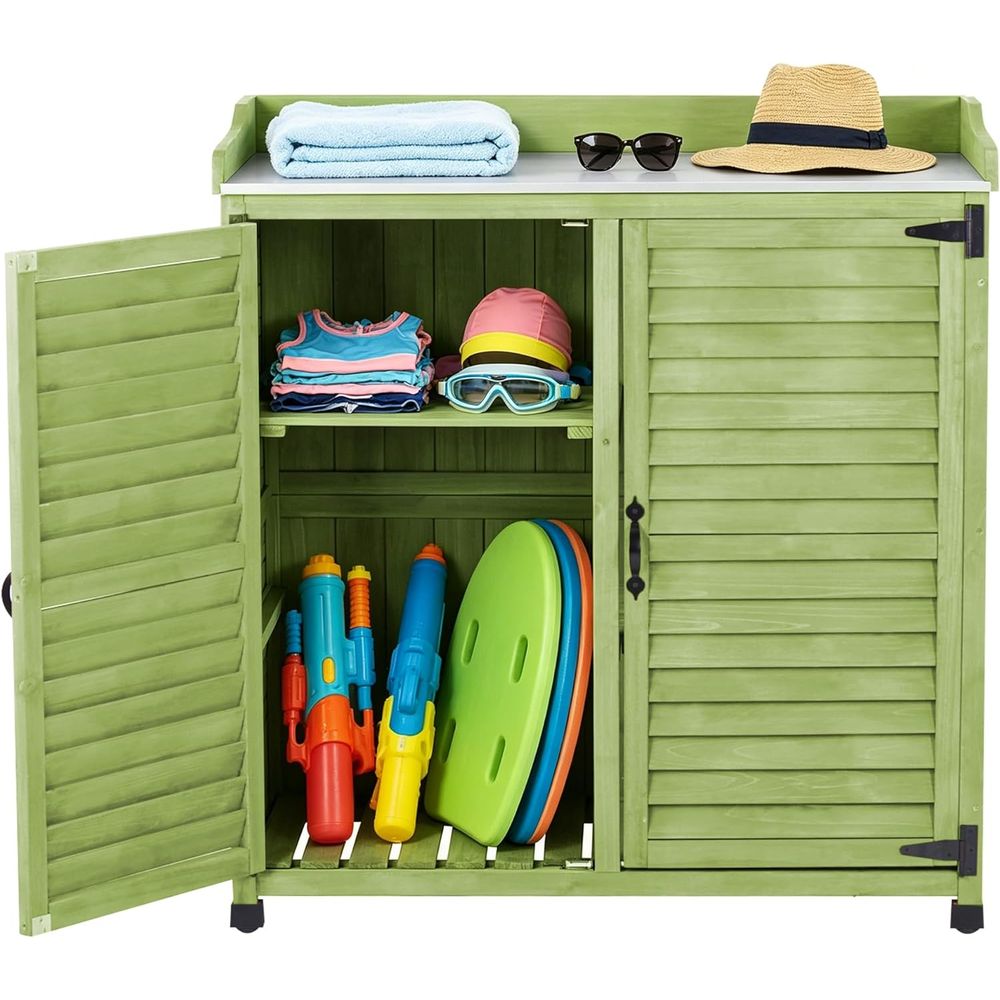 Outdoor Potting Bench with Met - Garden Bench Metal ulasan dan harga