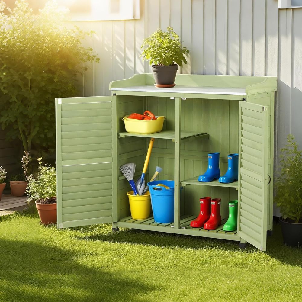 Outdoor Potting Bench with Met - Garden Bench Metal ulasan dan harga