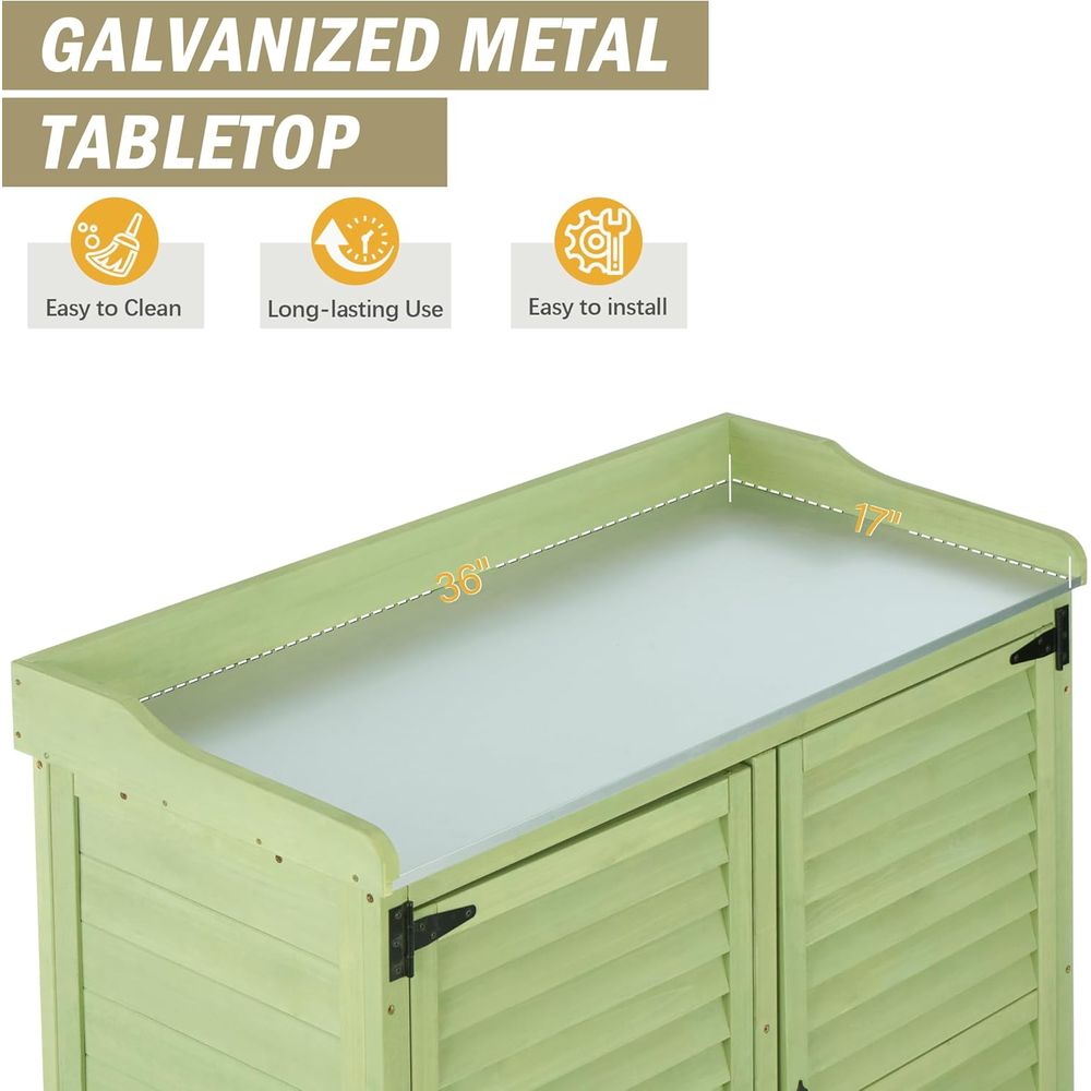 Outdoor Potting Bench with Met - Garden Bench Metal ulasan dan harga