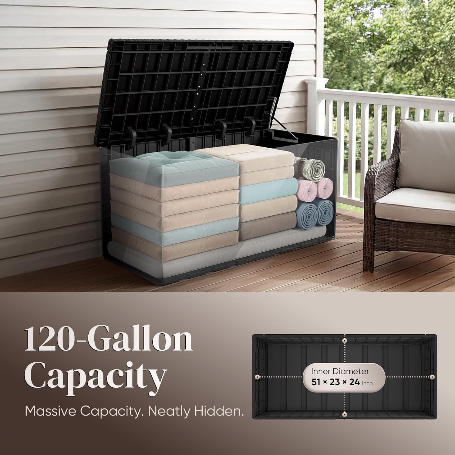 120 Gallon Resin Deck Box, Wea - Outdoor Furniture Resin ulasan dan harga