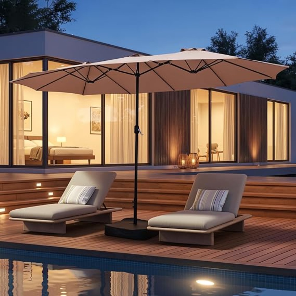 15ft Patio Umbrella with Base  - Outdoor Furniture Umbrella ulasan dan harga