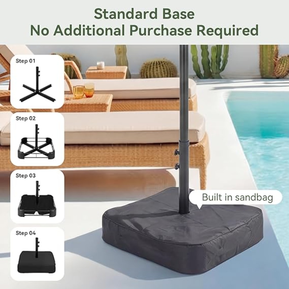 15ft Patio Umbrella with Base  - Outdoor Furniture Umbrella ulasan dan harga