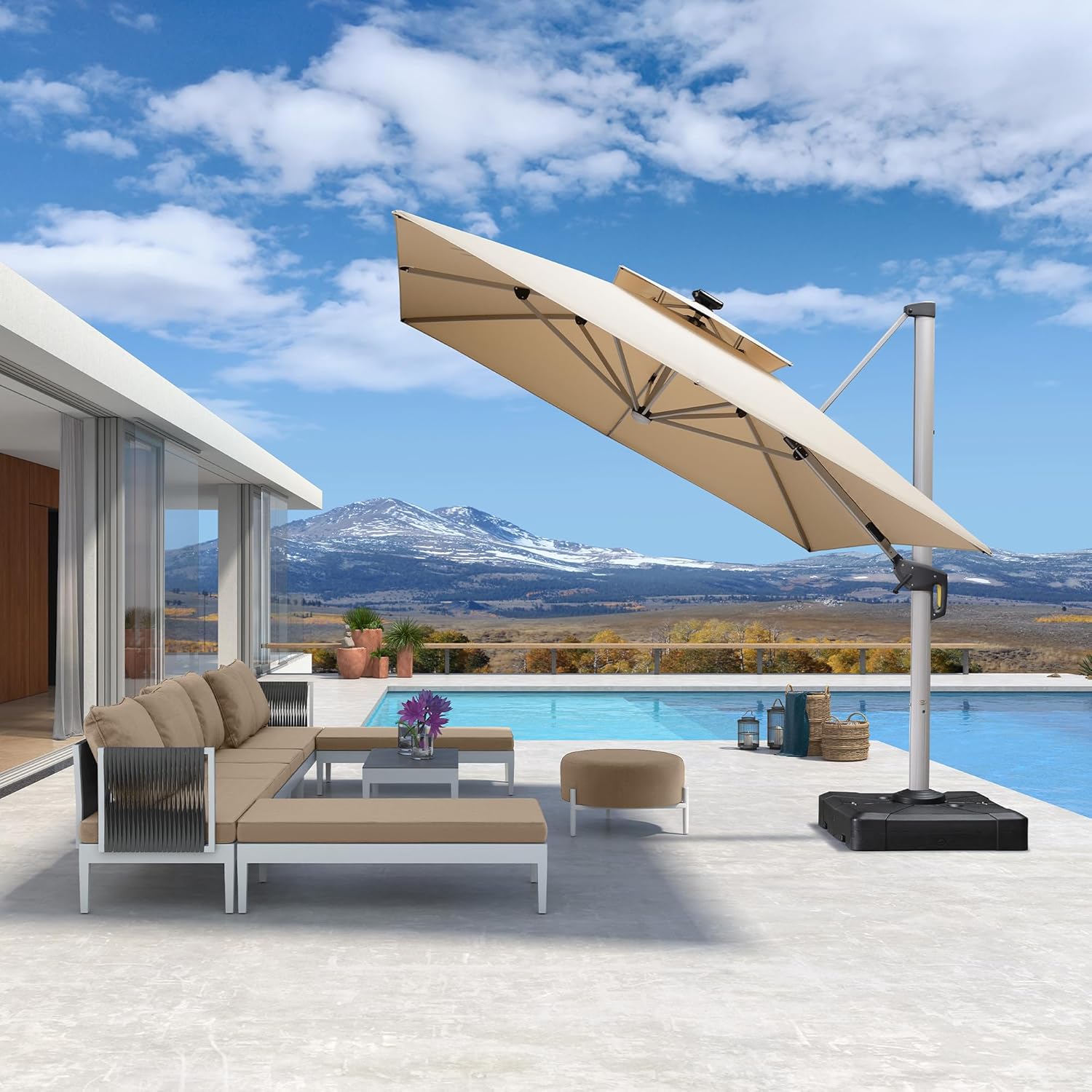 10' X 13' Double Top Deluxe So - Outdoor Furniture Umbrella ulasan dan harga