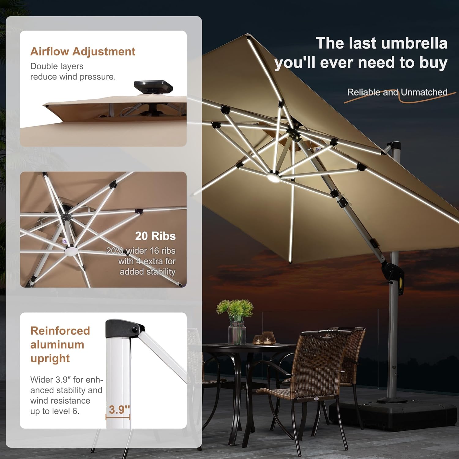 10' X 13' Double Top Deluxe So - Outdoor Furniture Umbrella ulasan dan harga