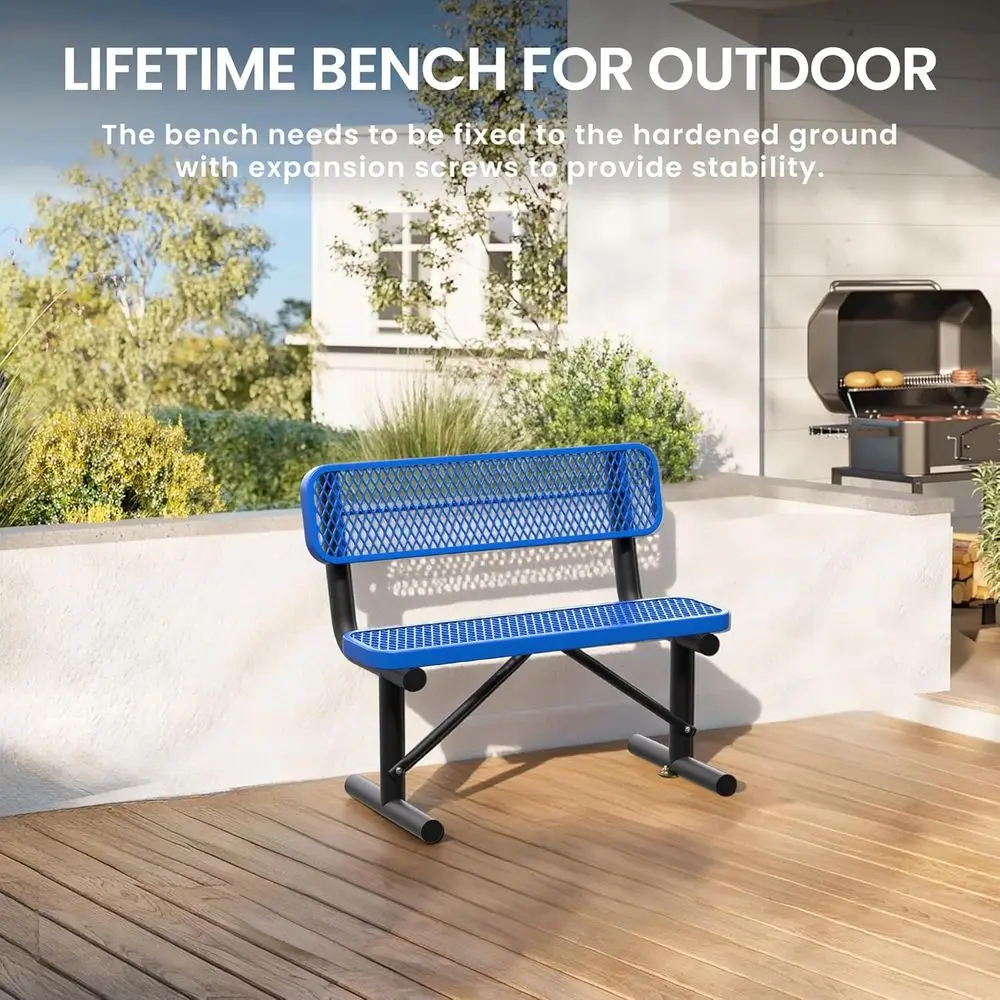 Heavy-Duty Blue Outdoor Metal  - Garden Bench Metal ulasan dan harga