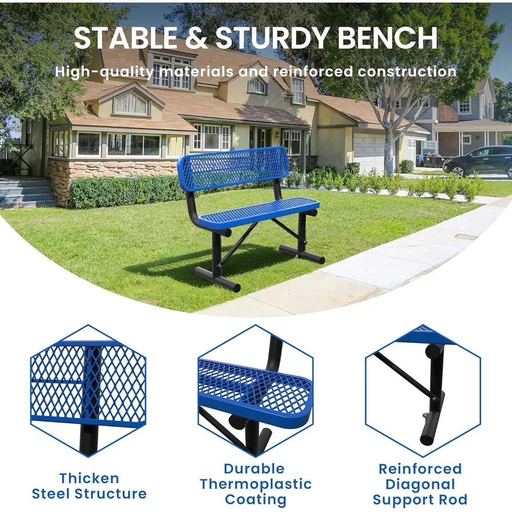 Heavy-Duty Blue Outdoor Metal  - Garden Bench Metal ulasan dan harga