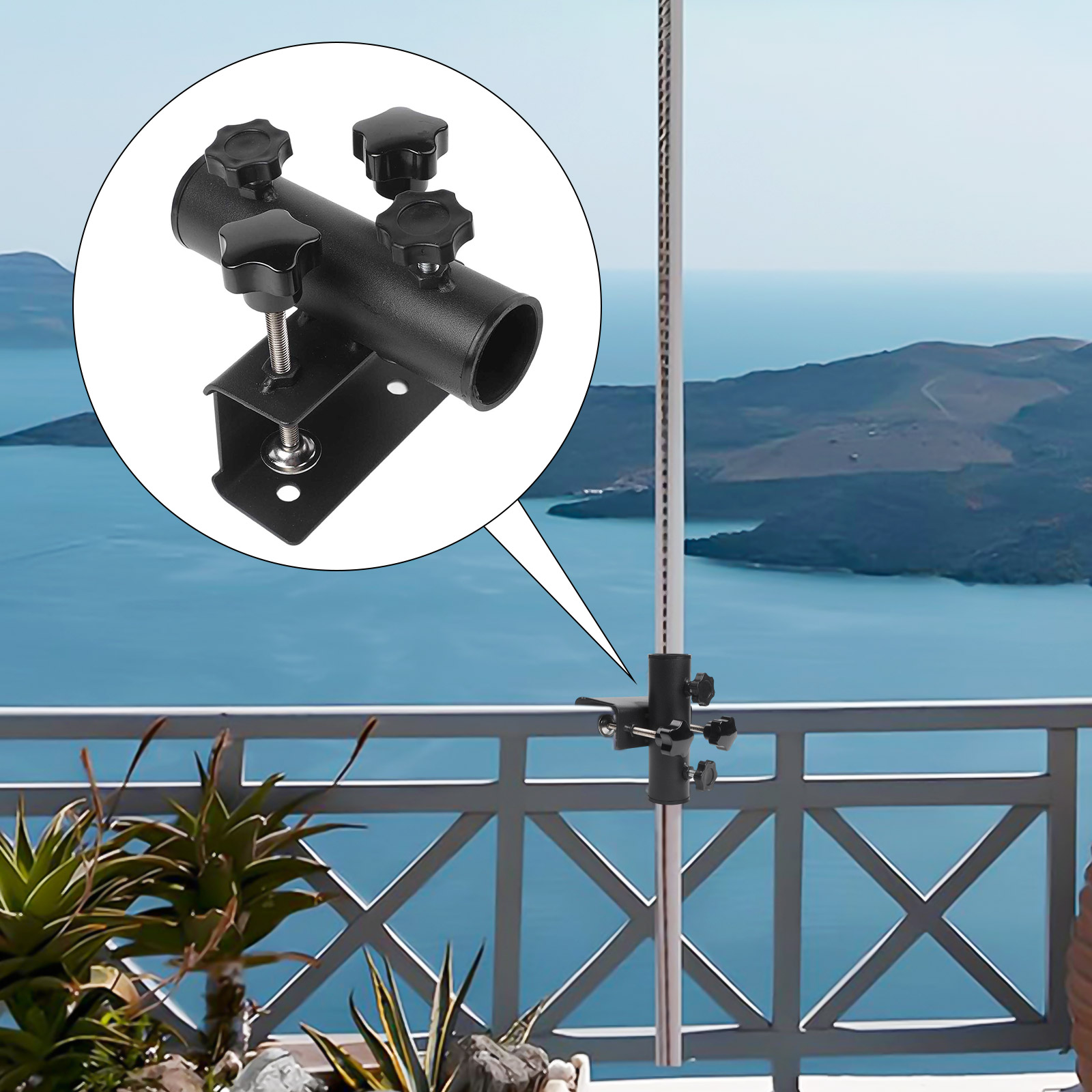 Balcony Umbrella Holder Clamp  - Outdoor Furniture Umbrella ulasan dan harga