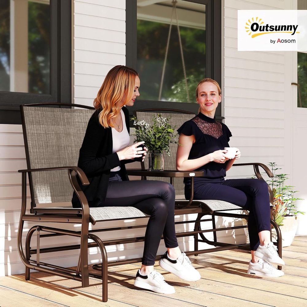 Outdoor Glider Bench with Cent - Garden Bench Metal ulasan dan harga