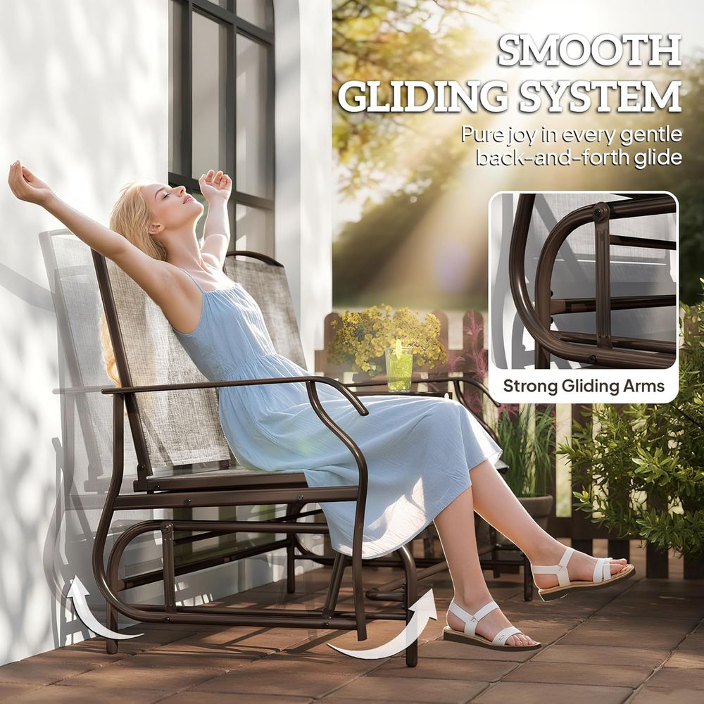 Outdoor Glider Bench with Cent - Garden Bench Metal ulasan dan harga