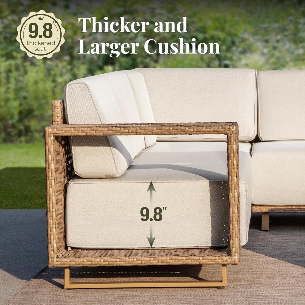 Yellow 6-Piece Patio Sectional - Outdoor Furniture Yellow ulasan dan harga