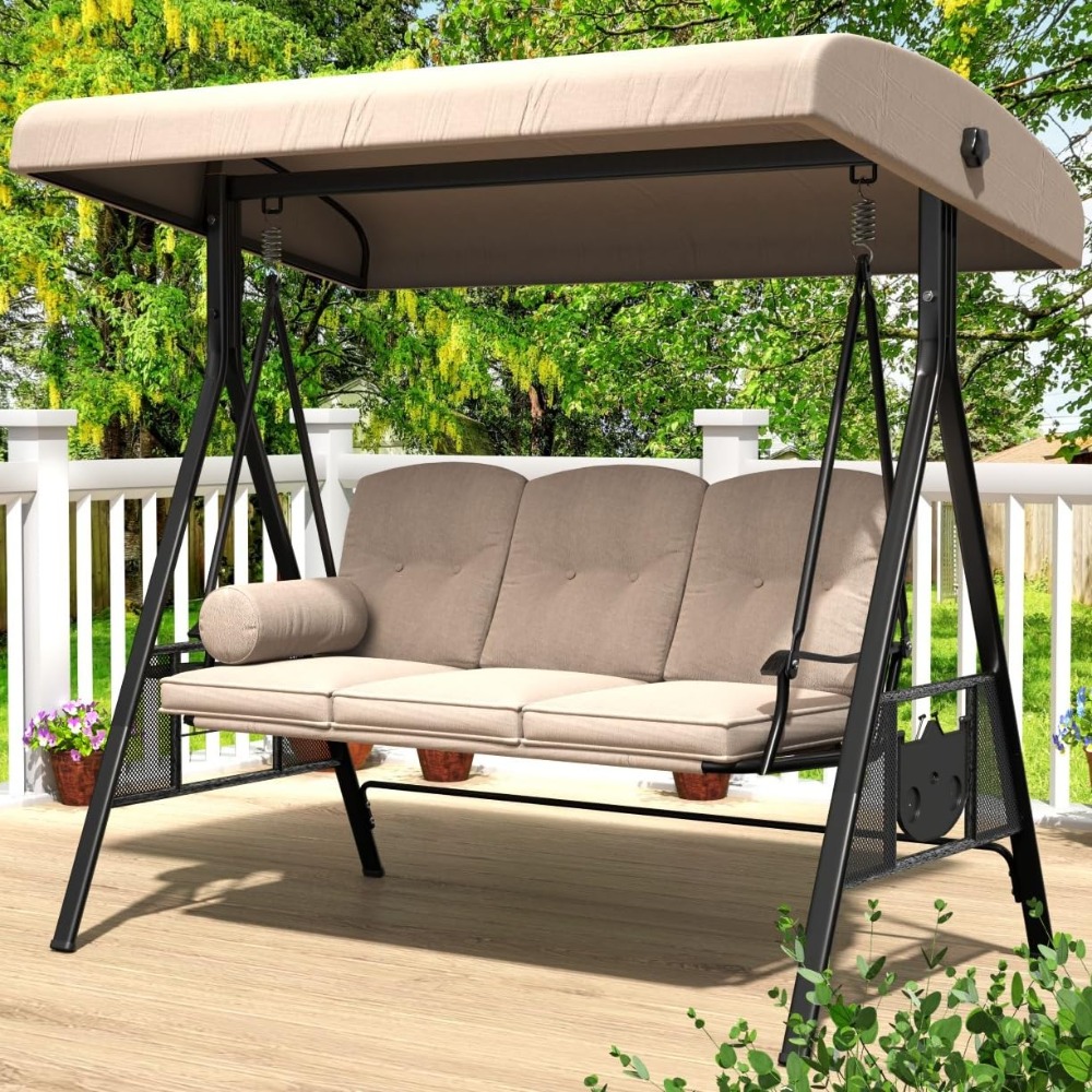Outdoor Porch Swing, 3-Seat Po - Hanging Egg Chair ulasan dan harga