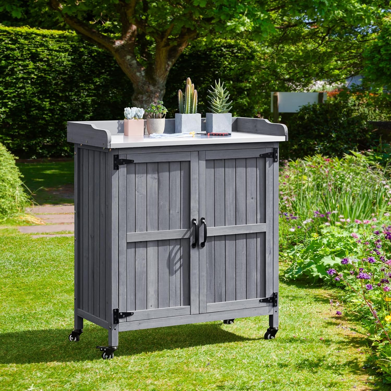 Outdoor Garden Potting Bench T - Garden Bench Metal ulasan dan harga