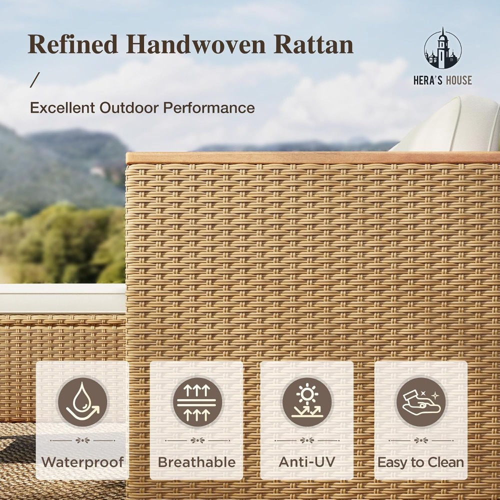 3 Pieces Small Wicker Patio Co - Outdoor Furniture Yellow ulasan dan harga