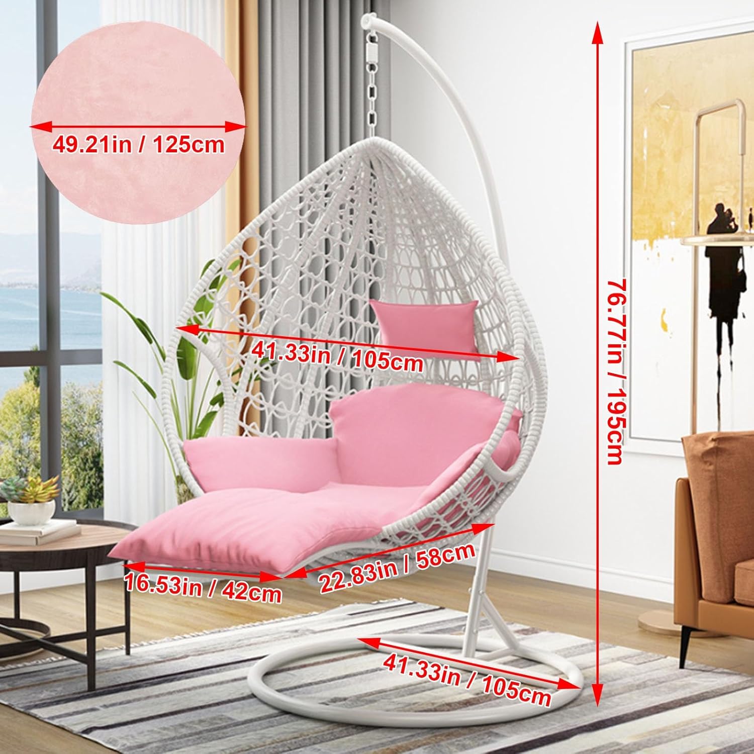 PE Rattan Hanging Egg Chair wi - Hanging Egg Chair ulasan dan harga