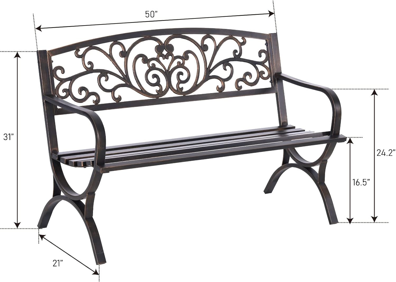 Bronze 50 Inch Outdoor Garden  - Garden Bench Metal ulasan dan harga