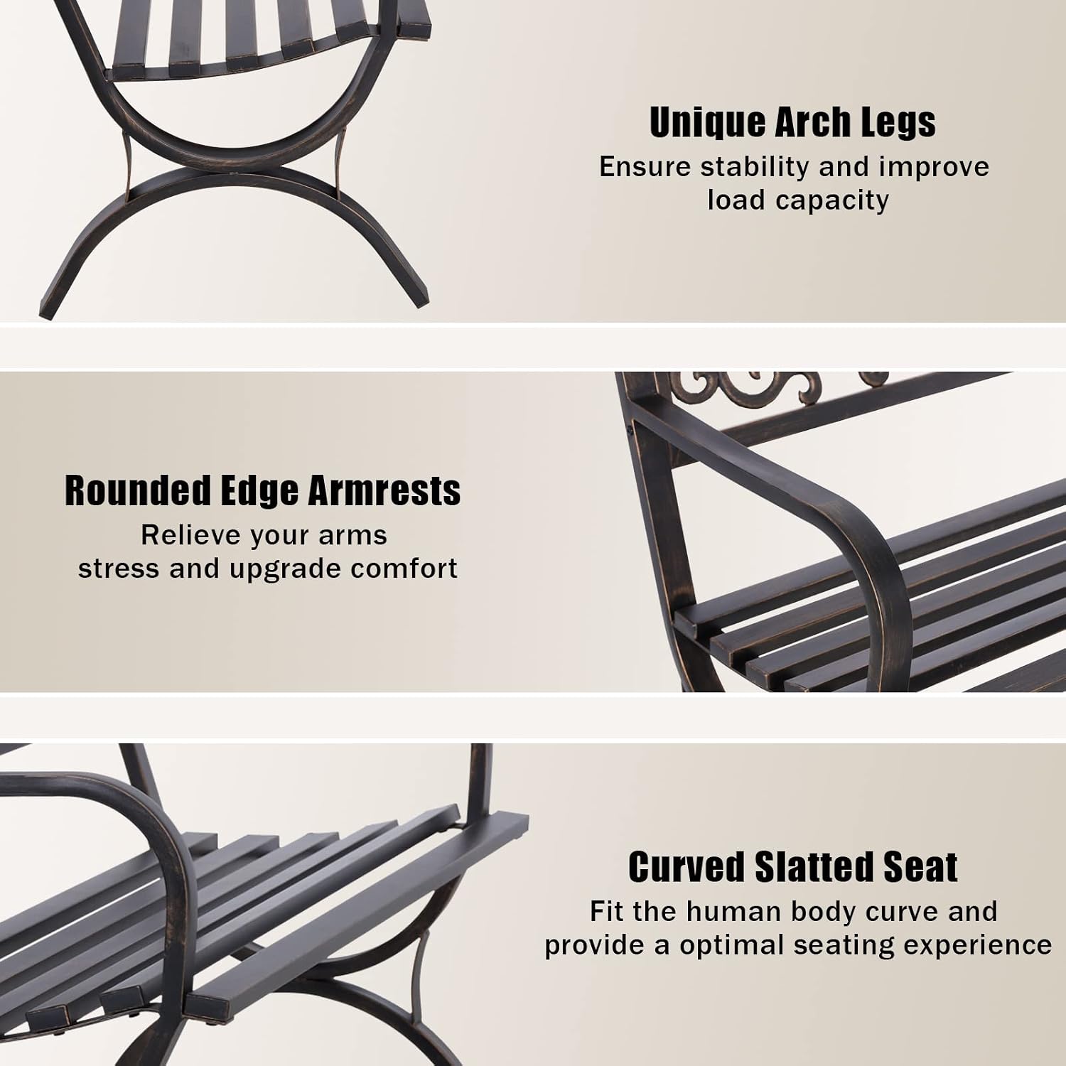 Bronze 50 Inch Outdoor Garden  - Garden Bench Metal ulasan dan harga