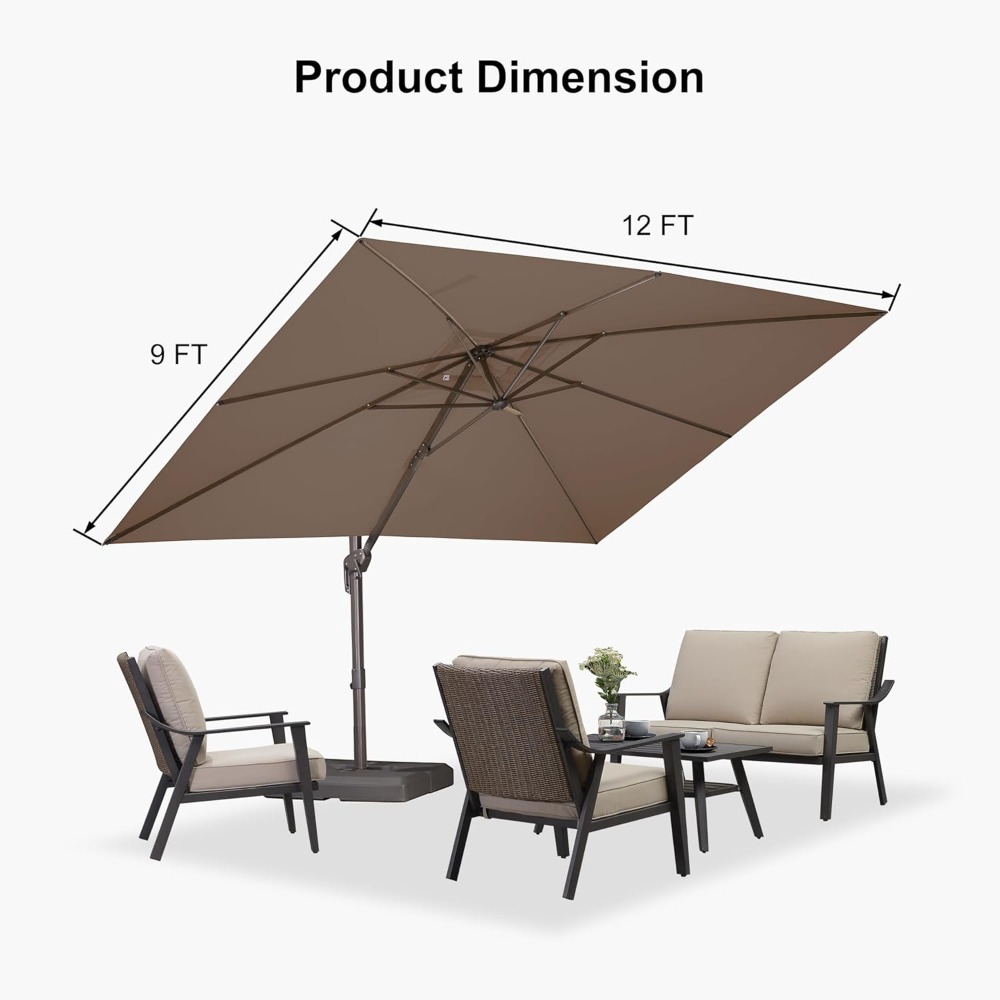 Rectangle Cantilever Patio Umb - Outdoor Furniture Umbrella ulasan dan harga